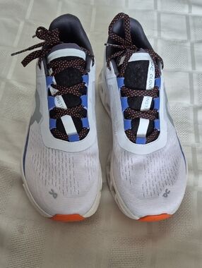 On Running Men's Cloudmonster Sneakers in White, Blue, Black, and Orange